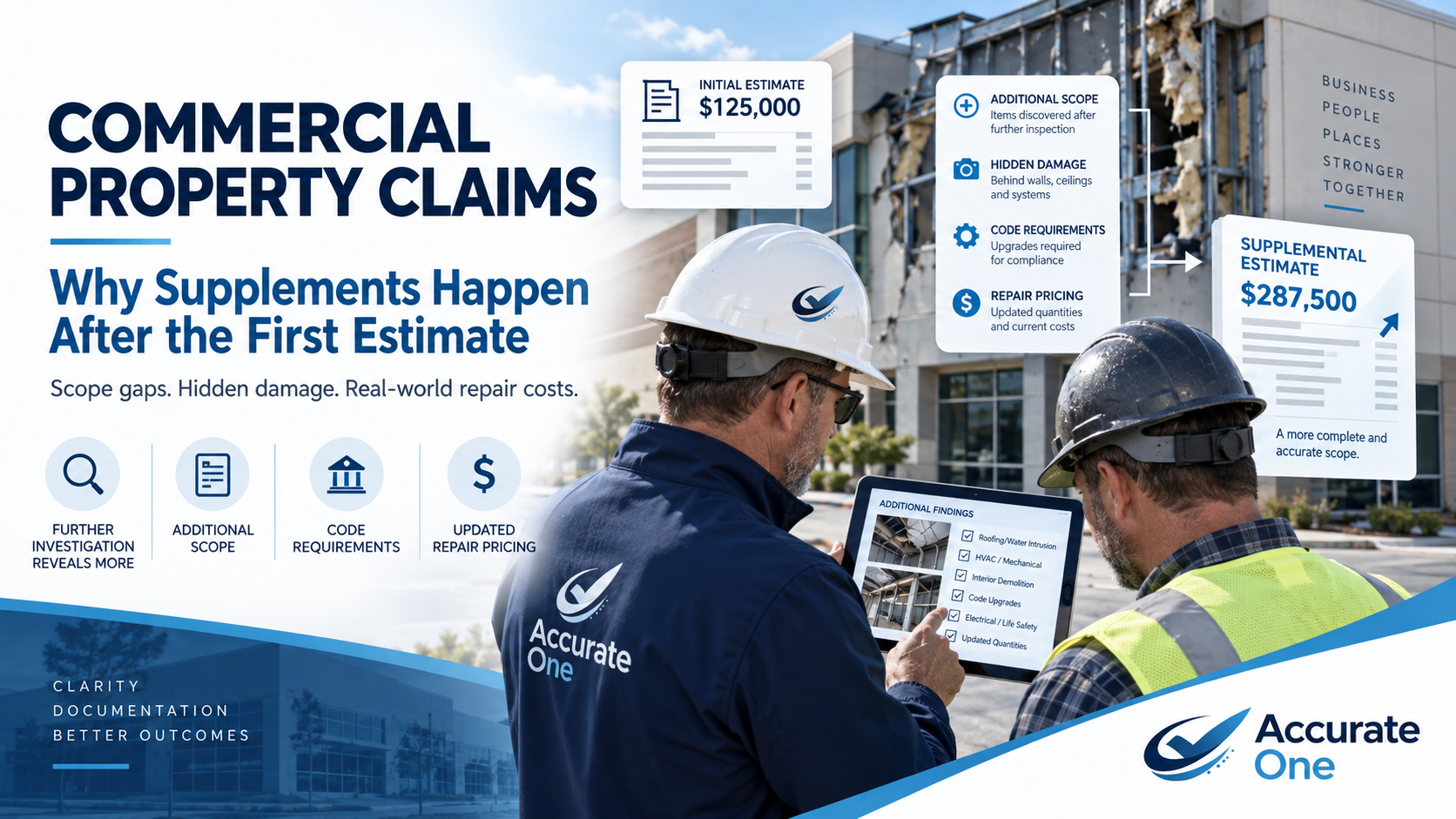 Why commercial property claims develop supplements after the first estimate